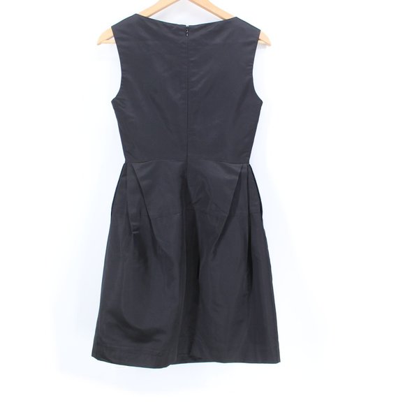 Gary Graham Black Silk Asymmetric Dress Sleeveless Draped Front Bell Skirt 2/S - Picture 7 of 15